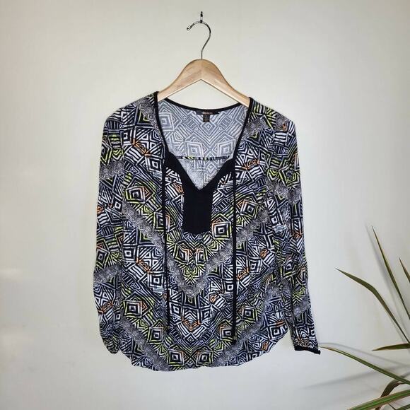 Ella Moss Maternity Tribal Blouse - Geometric - Black Multi - Picture 12 of 12